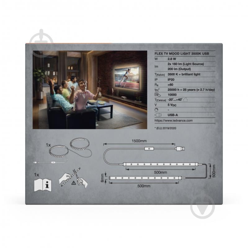Стрічка світлодіодна Ledvance FLEX TV MOOD LIGHT 3500K USB 2,8 Вт IP20 5 В білий - фото 8