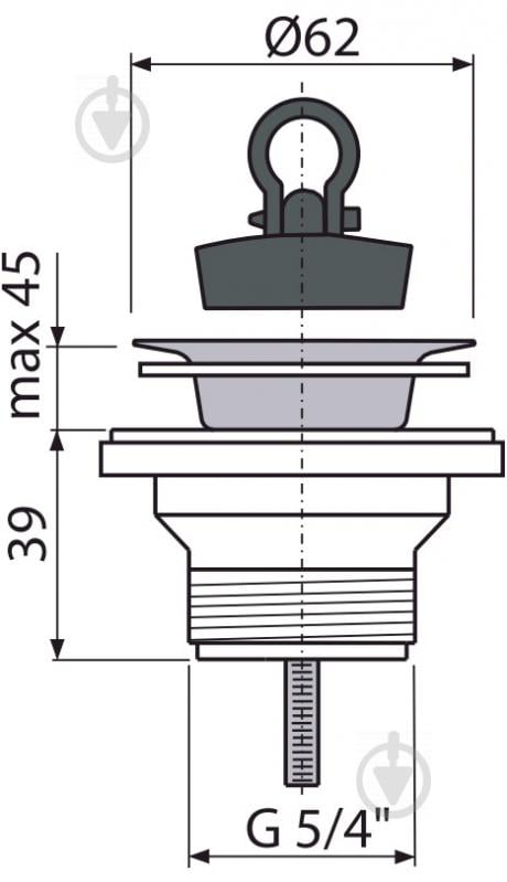 Донний клапан Alca Plast 5/4" з нержавіючою решіткою d63 - фото 2