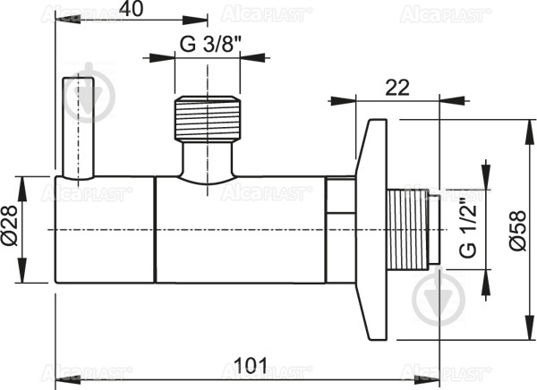 Кутовий вентиль Alca Plast з фільтром 1/2 "x 3/8" круглий - фото 2