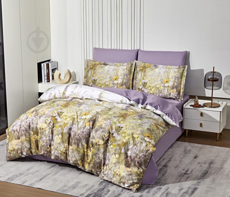 Комплект постельного белья L1830 евро фиолетовый/мульти Word of Dream - фото 1