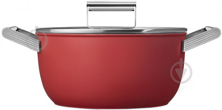 Кастрюля с крышкой 24 см Retro Style 50 (CKFC2411RDM) красная Smeg - фото 1