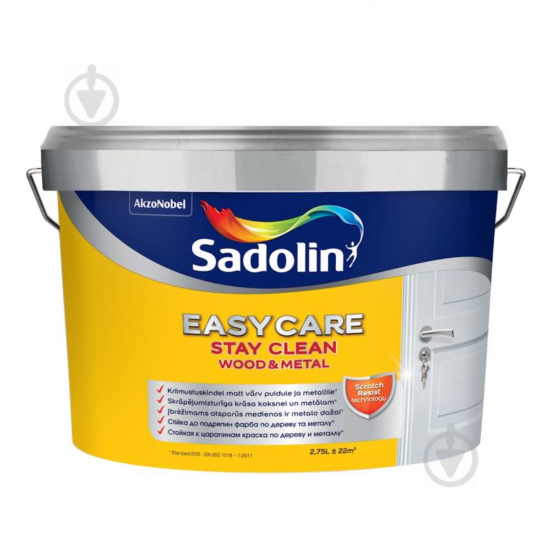 Емаль Sadolin EasyCare Wood&Metal BW біла мат 2,75 л - фото 1