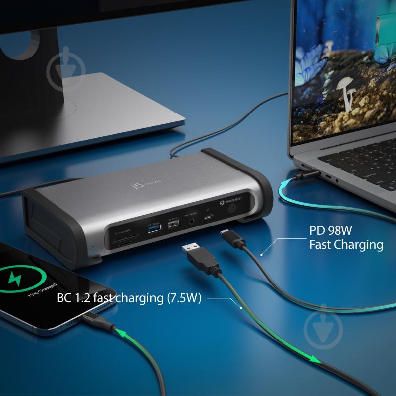 Док-станція J5Create USB-C 15-в-1 dark grey (JTD568-EN) - фото 6
