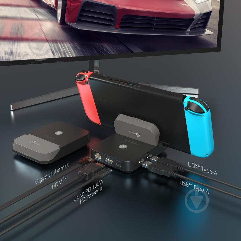 Док-станция J5Create Nintendo Switch (HDMI/PD/USB-A/USB-C/LAN) black (JCD620-N) - фото 6