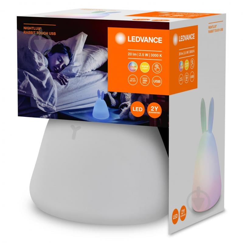 Нічник Ledvance Nightlux Touch LED 2,5 Вт білий Rabbit + USB+ RGBW - фото 2