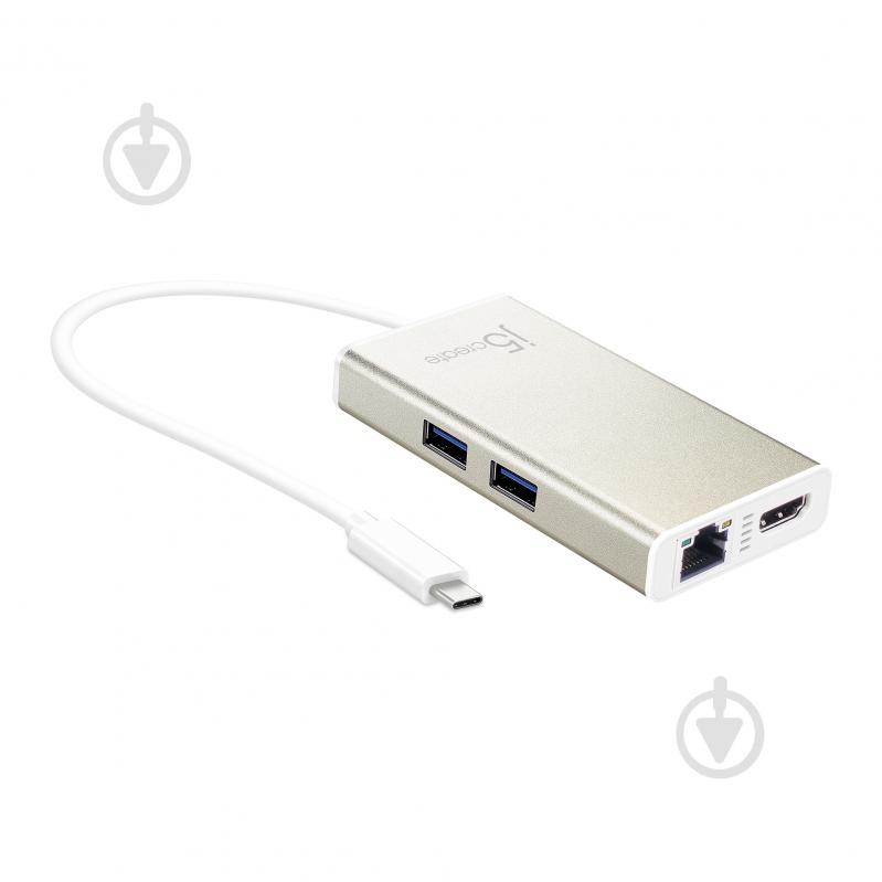 Док-станция J5Create USB-C 5-в-1 (хаб/HDMI/PD/LAN) silver (JCA374-N) - фото 1
