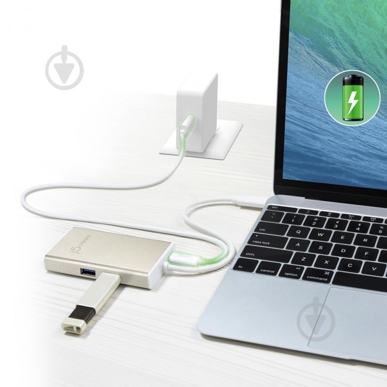 Док-станция J5Create USB-C 5-в-1 (хаб/HDMI/PD/LAN) silver (JCA374-N) - фото 10