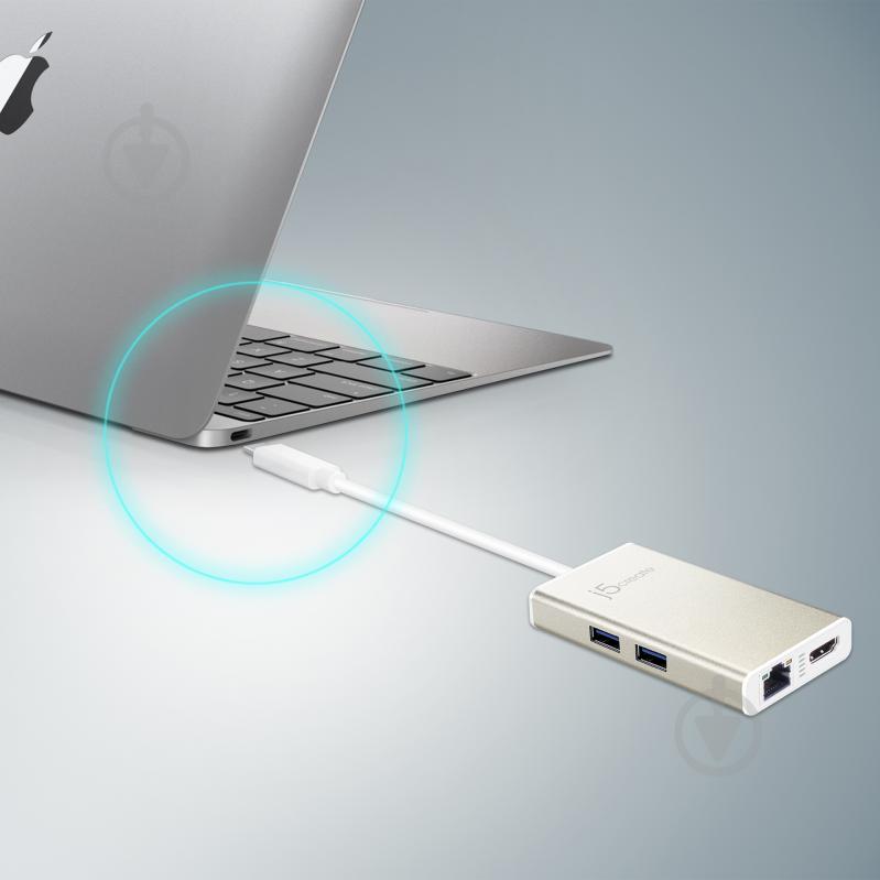 Док-станция J5Create USB-C 5-в-1 (хаб/HDMI/PD/LAN) silver (JCA374-N) - фото 11