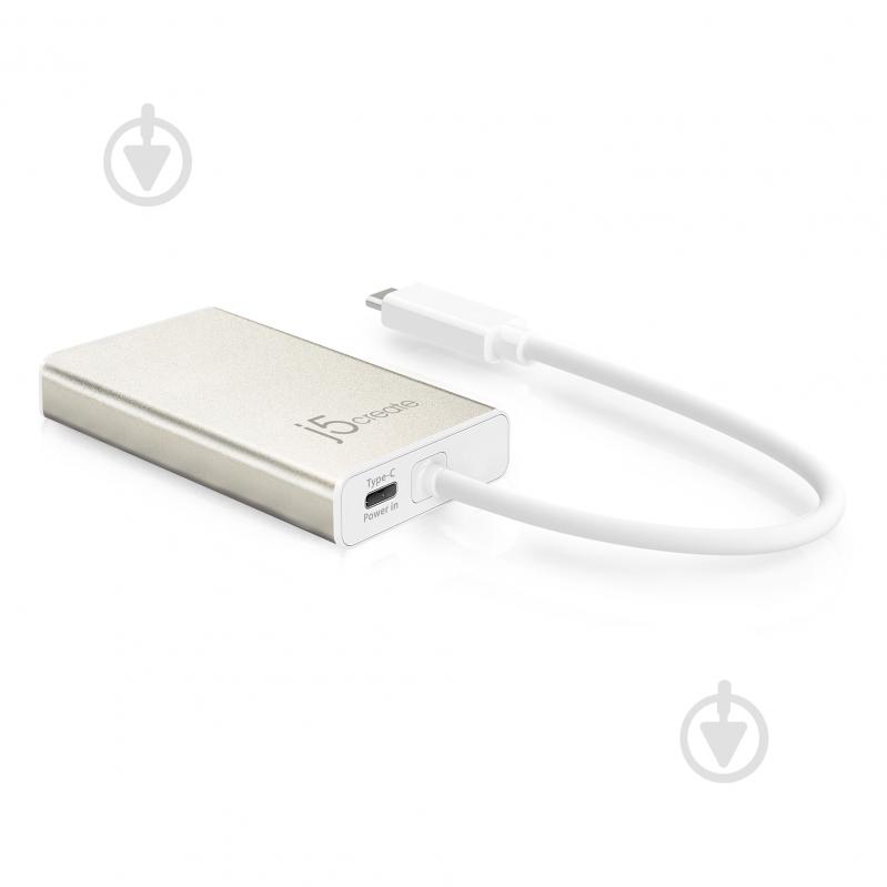 Док-станция J5Create USB-C 5-в-1 (хаб/HDMI/PD/LAN) silver (JCA374-N) - фото 2