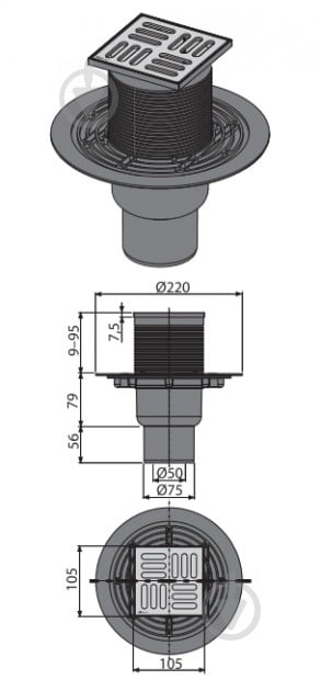 Душовий трап Alca Plast Трап 105x105/50/75 мм APV2321 - фото 3