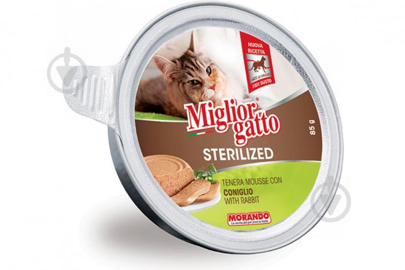 Корм Morando Для малоподвижных котов MigliorGatto Sterilized, мус с кроликом 85 г 85 мл - фото 1