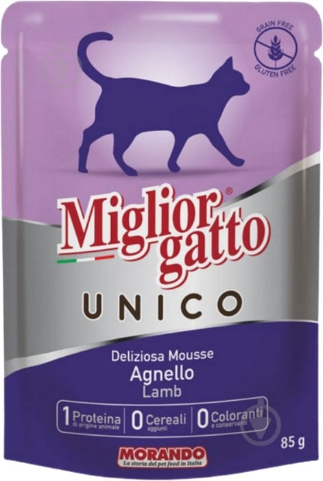 Корм Morando MigliorGatto Unico only Lamb для котів, з ягням 85 г - фото 1