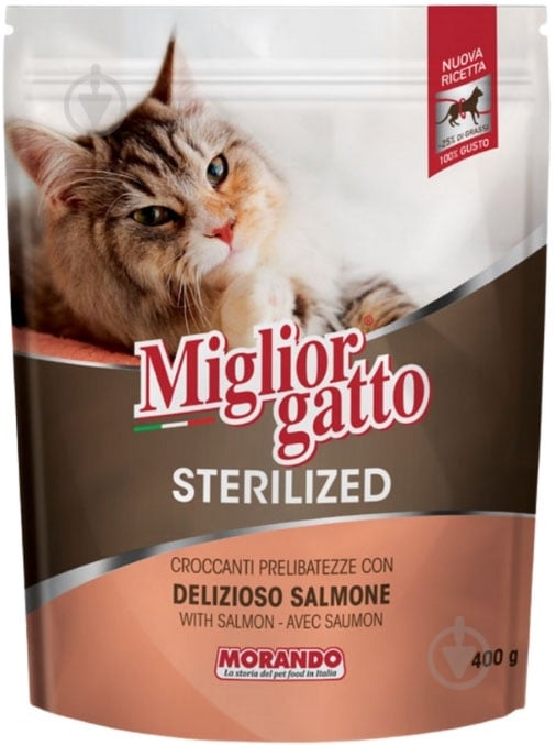 Корм Morando MigliorGatto Sterilized with Salmon для стерилізованих котів, з лососем 400 г - фото 1