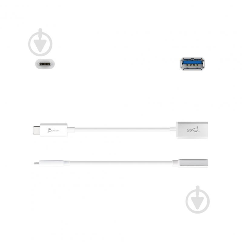 USB-адаптер J5Create OTG USB 3.1, USB-C/USB-A 0,1 м white (JUCX05-N) - фото 3 USB-адаптер J5Create OTG USB 3.1, USB-C/USB-A 0,1 м white (JUCX05-N) - фото 3