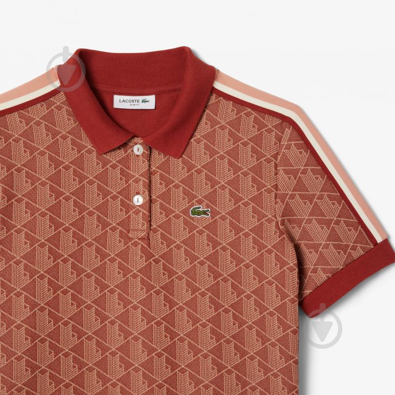 Поло Lacoste Slim Fit Monogram DF3364GTI р.36 бордовый - фото 6