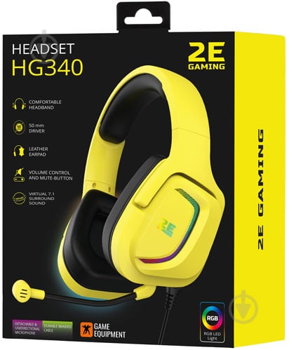 Гарнітура ігрова 2E Gaming HG340 RGB USB 7.1 yellow (2E-HG340YW-7.1) - фото 10