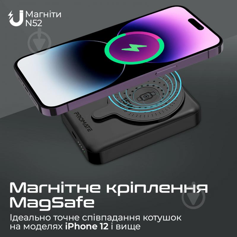 Повербанк Promate 10000 mAh black (powermag-duo.black) PowerMag-Duo - фото 4