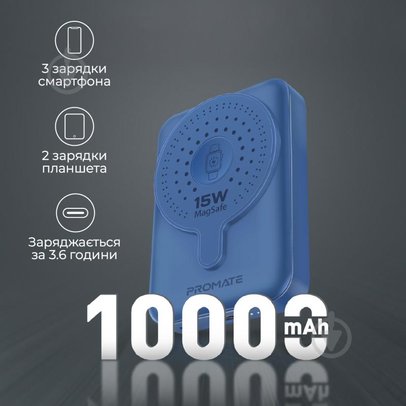 Повербанк Promate 10000 mAh blue (powermag-duo.blue) PowerMag-Duo - фото 2