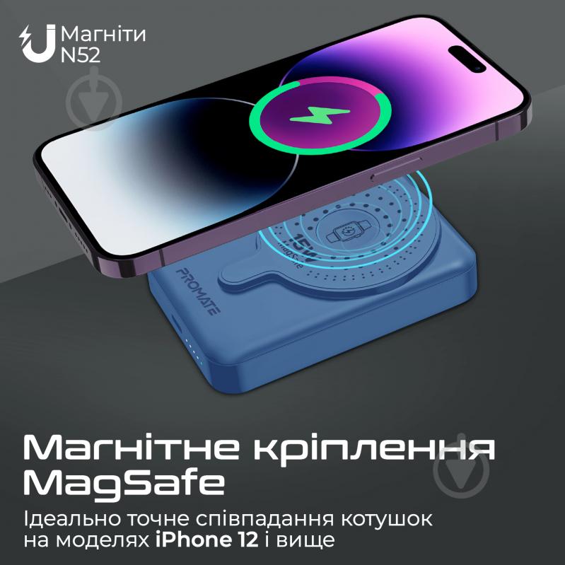 Повербанк Promate 10000 mAh blue (powermag-duo.blue) PowerMag-Duo - фото 4