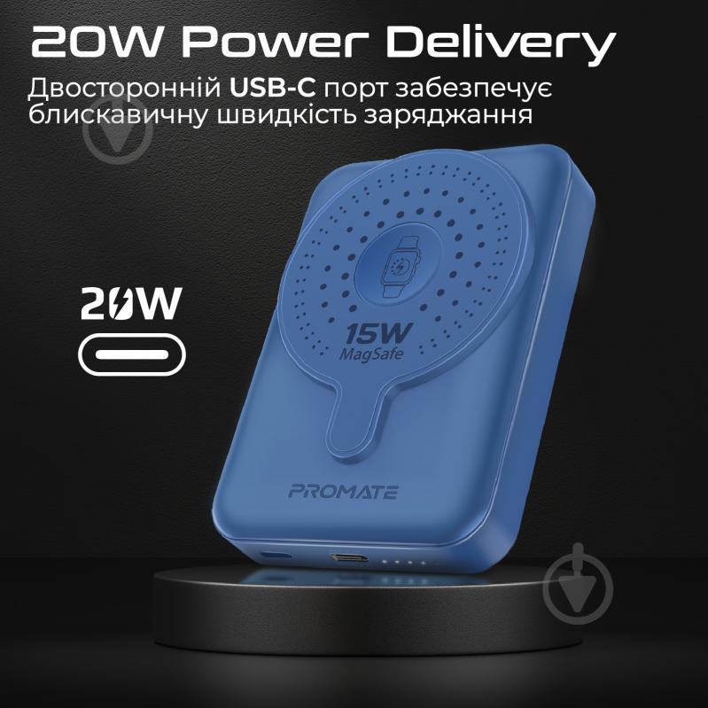 Повербанк Promate 10000 mAh blue (powermag-duo.blue) PowerMag-Duo - фото 6