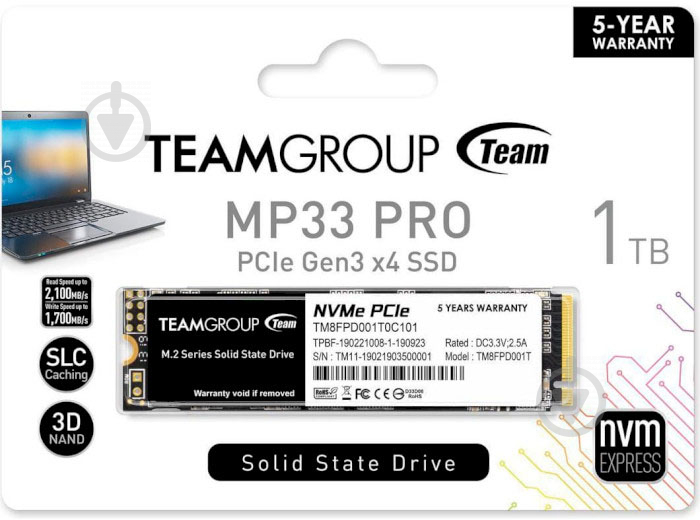 SSD-накопитель Team 1000GB M.2 PCI Express 3.0 x4 3D NAND (TM8FPD001T0C101) - фото 4