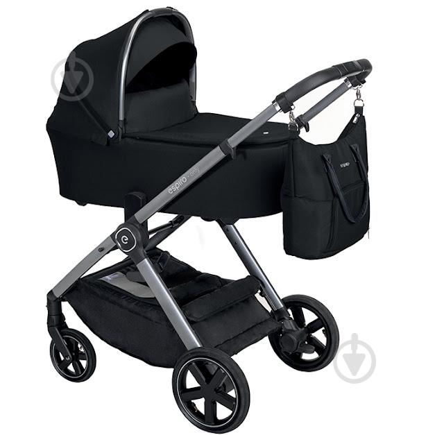 Коляска универсальная 2 в 1 ESPIRO Only New 10 Black Space (Silver Frame) - фото 1
