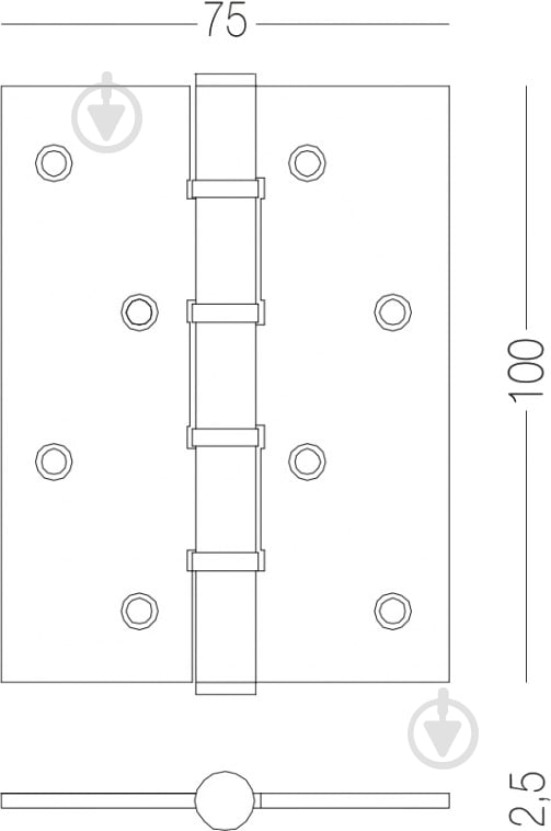 Петля Linde H-100 100x75x2,5 мм матовая бронза универсальная - фото 2