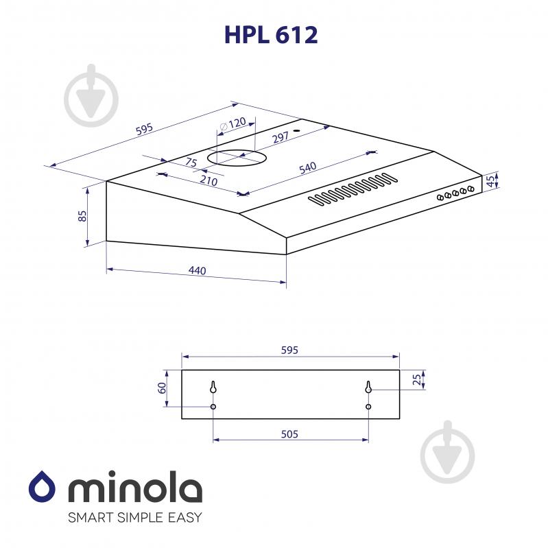 Витяжка Minola HPL 612 IV пласка - фото 11