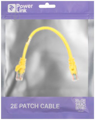 Патч-корд 2E Cat 5e,UTP,RJ45, 26AWG ,7/0.16 Cu, PVC 0,2 м желтый - фото 3