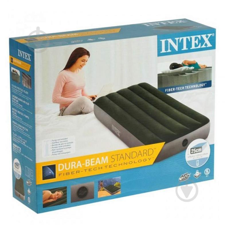 Ліжко надувне Intex Prestige Downy 64106 191х76 см зелений - фото 4