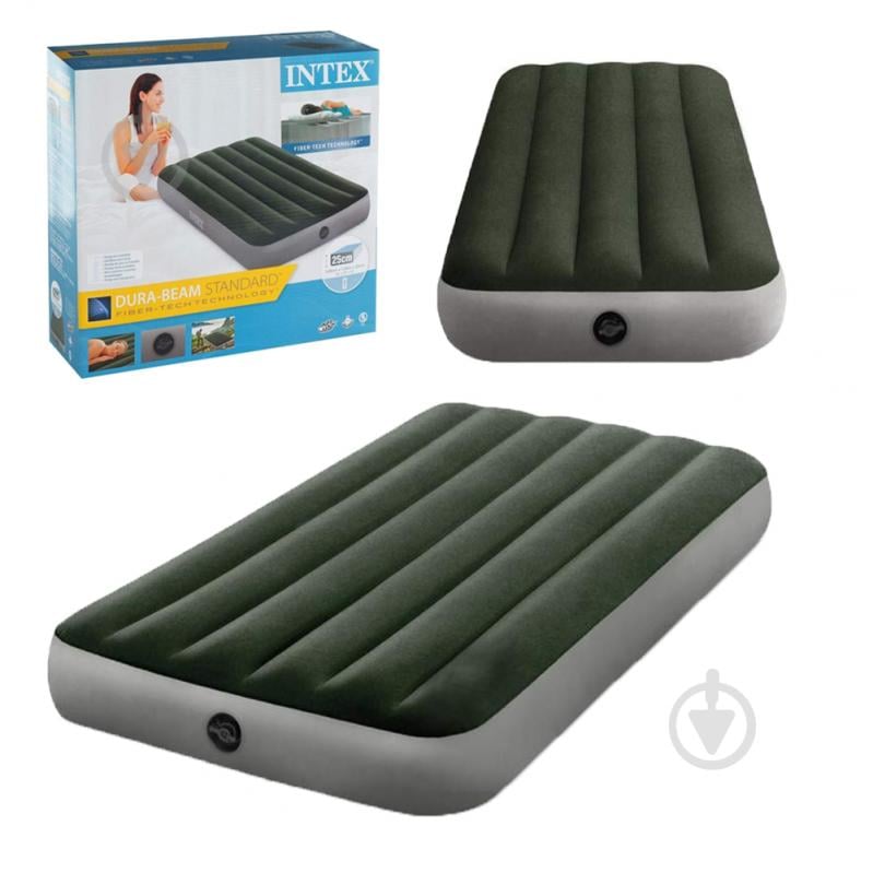 Ліжко надувне Intex Prestige Downy 64107 191х99 см зелено-сірий - фото 1