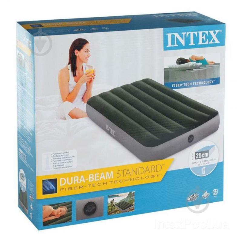 Ліжко надувне Intex Prestige Downy 64107 191х99 см зелено-сірий - фото 4