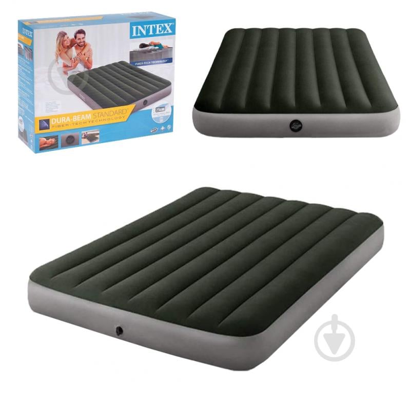 Ліжко надувне Intex Prestige Downy 64108 191х137 см зелено-сірий - фото 1