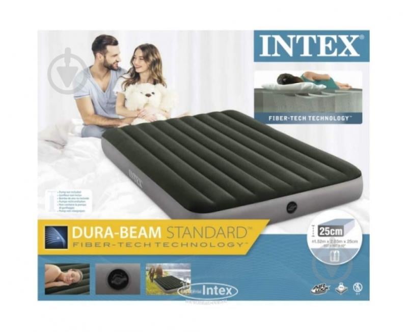Ліжко надувне Intex Prestige Downy 64109 203х152 см зелено-сірий - фото 4