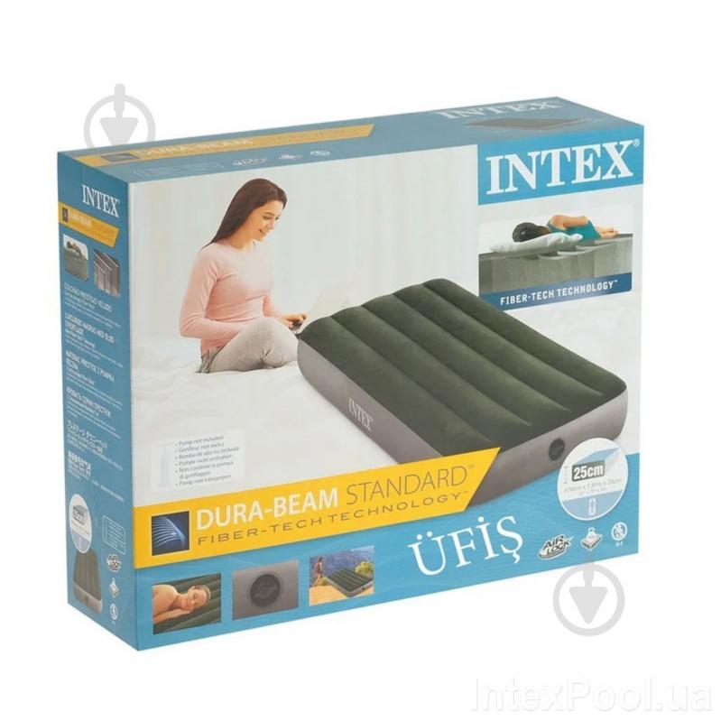 Ліжко надувне Intex 64760 191х76 см зелено-сірий - фото 3