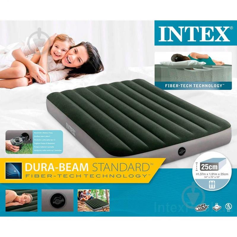 Ліжко надувне Intex 64778 191х137 см зелено-сірий - фото 2