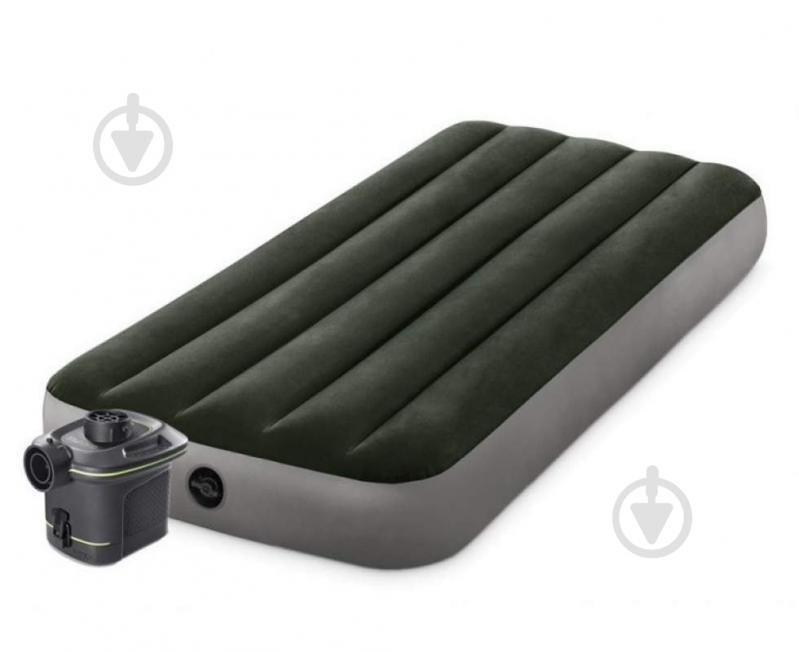 Ліжко надувне Intex 64777 191х99 см зелено-сірий - фото 1