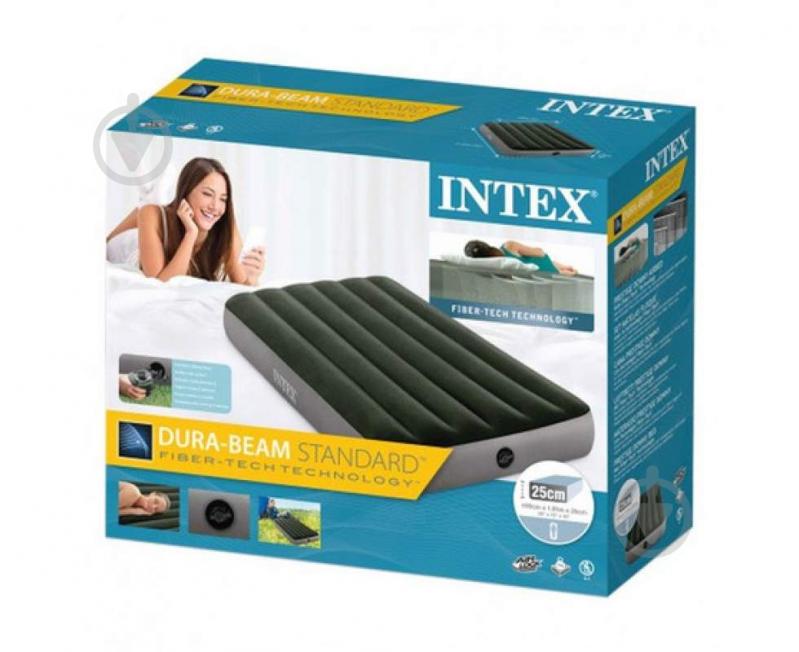 Ліжко надувне Intex 64777 191х99 см зелено-сірий - фото 2