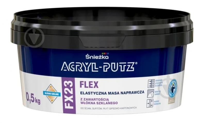 Шпаклевка Sniezka зі скловолокном ACRYL-PUTZ FX23 ФЛЕКС 0,5 кг - фото 1 Шпаклевка Sniezka зі скловолокном ACRYL-PUTZ FX23 ФЛЕКС 0,5 кг - фото 1
