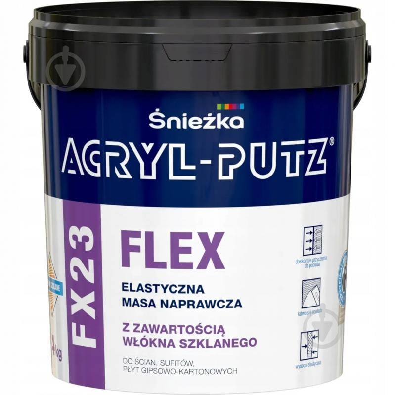 Шпаклевка Sniezka зі скловолокном ACRYL-PUTZ FX23 ФЛЕКС 1,4 кг - фото 1 Шпаклевка Sniezka зі скловолокном ACRYL-PUTZ FX23 ФЛЕКС 1,4 кг - фото 1
