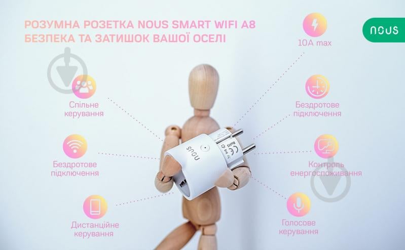 Умная розетка Nous A8 Smart Wifi Socket белый - фото 10