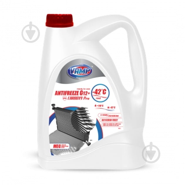 Антифриз ВАМП Carboxy Pro (-42*C) G12+ готовий 10 л 9,98 кг червоний (61916) - фото 2 Антифриз ВАМП Carboxy Pro (-42*C) G12+ готовий 10 л 9,98 кг червоний (61916) - фото 2