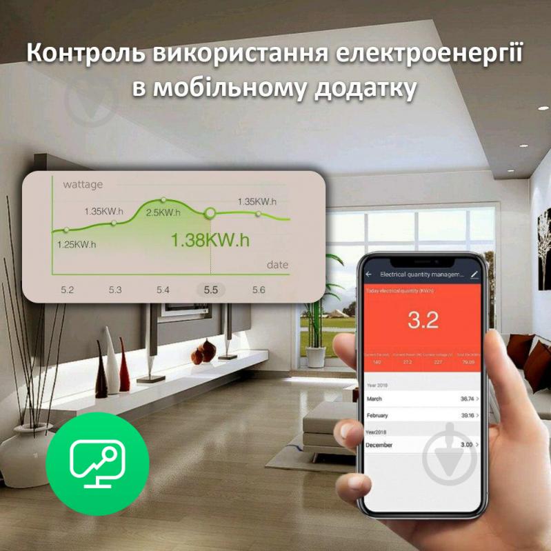 Умная розетка Nous Wi-Fi A7 Smart Plug 16A белый - фото 6