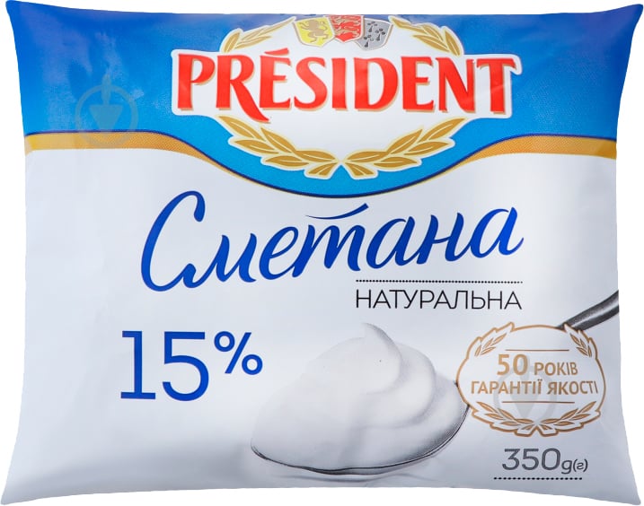 Сметана PresiDENT 15 % 350 г - фото 1