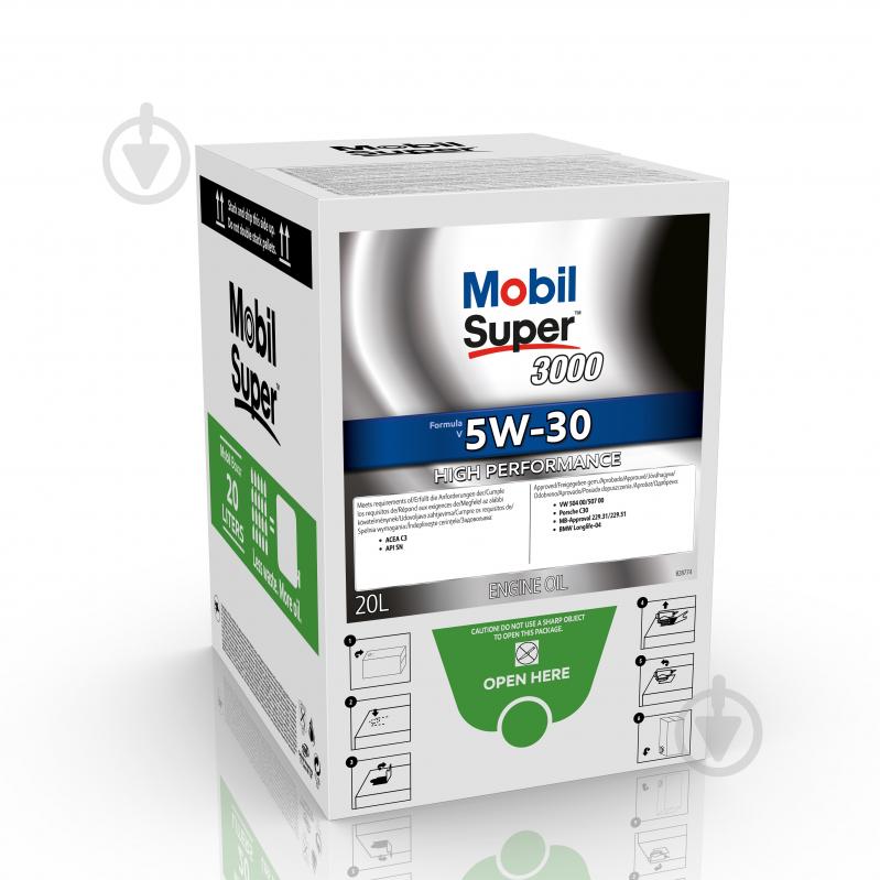 Моторне мастило Mobil SUPER 3000 FORMULA-V BAG-IN-BOX 5W-30 20 л (155500) - фото 1