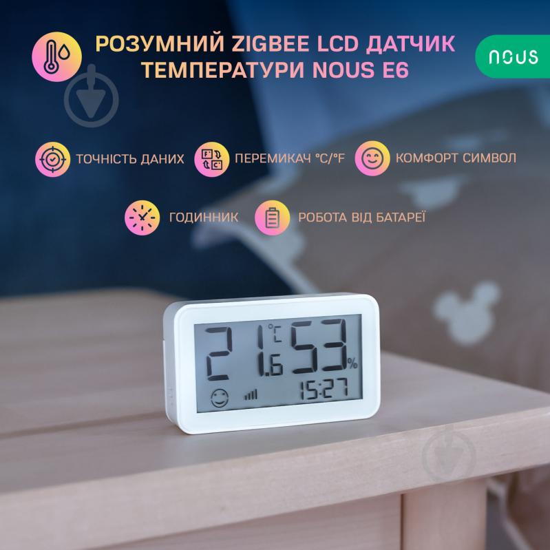 Умный датчик влажности и температуры Nous E6 (ZigBee) белый - фото 4