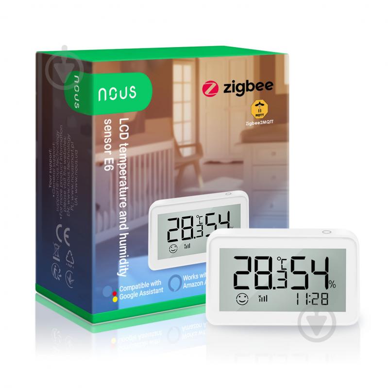 Умный датчик влажности и температуры Nous E6 (ZigBee) белый - фото 1