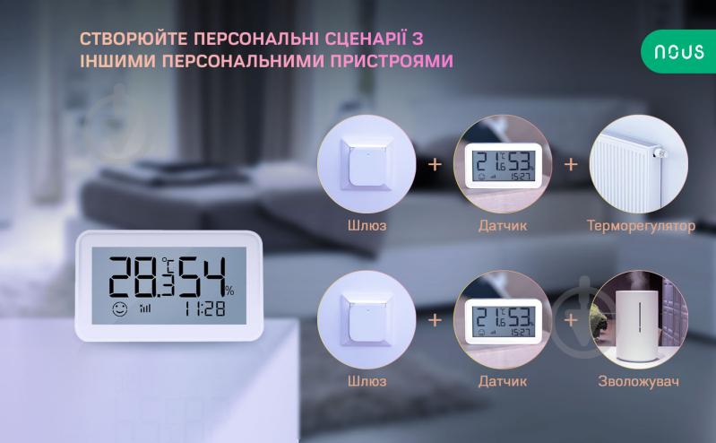 Умный датчик влажности и температуры Nous E6 (ZigBee) белый - фото 10