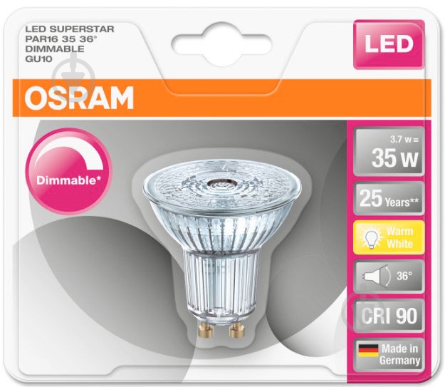 Лампа світлодіодна Osram 4,5 Вт GU10 220 В 2700 К 4008321882653 - фото 4
