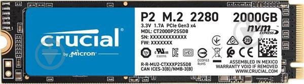 SSD-накопитель Micron 2000GB M.2 PCI Express 3.0 x4 3D NAND (CT2000P2SSD8) - фото 1